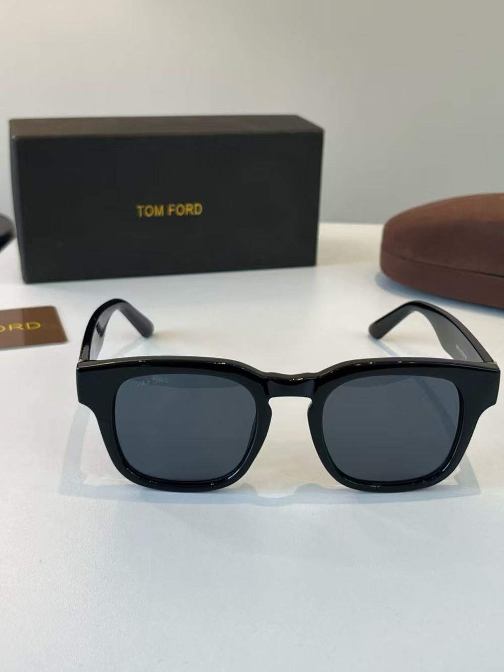 Tom Ford Black Sunglasses with Dark Gray Lenses